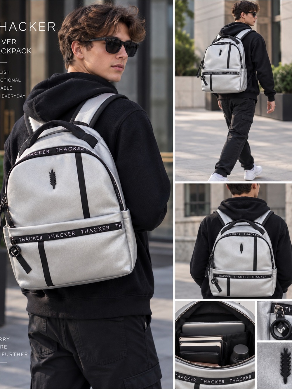 Silver backpacks